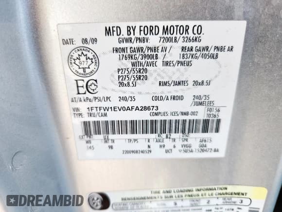 ✅ 2010 Ford F-150 XL • VIN: 1FTFW1EV0AFA28673 • Лот: 93482075. Опубликован ранее на Copart с пробегом 169 701 миль. Бесплатный доступ к архиву аукционных продаж из США и подробный отчёт об истории автомобиля на DreamBid. Изображение 12.