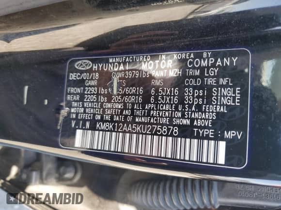 2019 Hyundai Kona SE z VIN KM8K12AA5KU275878, wystawiony jako Copart lot #45714895 z przebiegiem 145 616 mil mil oraz Szkoda całkowita • Salvage title. Historia ofert i sprzedaży dostępna na DreamBid. Obrazek 12.