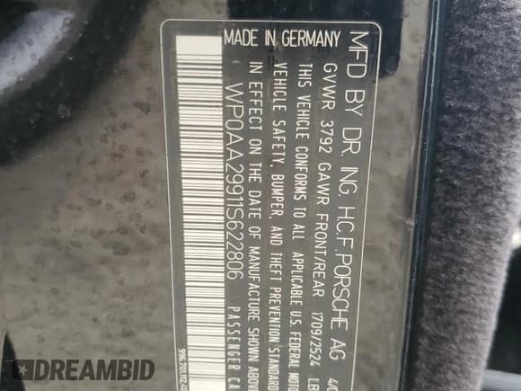 ✅ 2001 Porsche 911 Carrera • VIN: WP0AA29911S622806 • Lot: 84328194. Wystawiony na Copart z przebiegiem Nie podano. Bezpłatny archiwum sprzedaży aukcyjnych z USA i szczegółowy raport historii pojazdu na DreamBid. Zdjęcie 12.