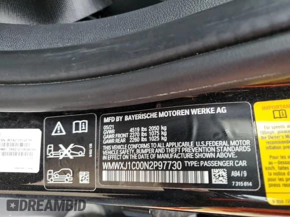 ✅ 2022 MINI Clubman Cooper S • VIN: WMWXJ1C00N2P97730 • Лот: 51997405. Опубликован ранее на Copart с пробегом Не указан. Бесплатный доступ к архиву аукционных продаж из США и подробный отчёт об истории автомобиля на DreamBid. Изображение 13.