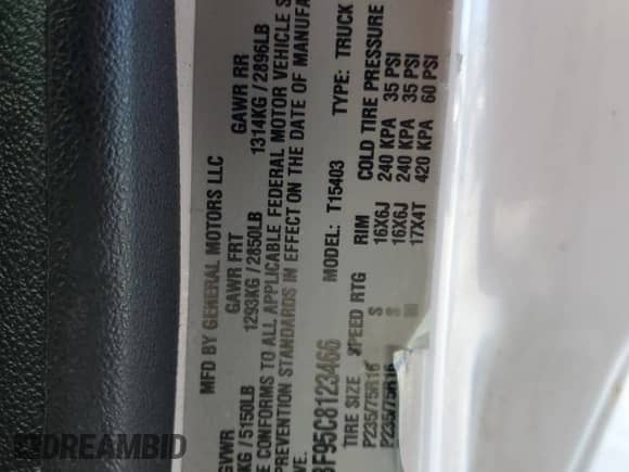 2012 Chevrolet Colorado Work Truck with VIN 1GCGTBF95C8123466, listed as a Copart auction lot 76468764 with 126,145 mi miles and Salvage title. Bid and sale history available at DreamBid. Image 14.