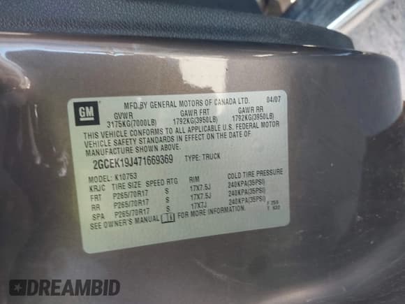 ✅ 2007 Chevrolet Silverado 1500 1LT • VIN: 2GCEK19J471669369 • Lot: 43467417. Listed on IAAI with 148,838 mi. Free auction sales archive from the USA and detailed vehicle history report at DreamBid. Image 9.