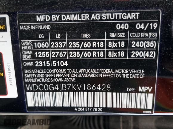 ✅ 2019 Mercedes-Benz GLC 300 • VIN: WDC0G4JB7KV186428 • Lot: 47787595. Listed on Copart with 67,912 mi. Free auction sales archive from the USA and detailed vehicle history report at DreamBid. Image 16.