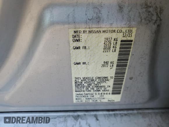 ✅ 2016 Nissan Altima SR • VIN: 1N4AL3AP1GC134944 • Lot: 85840895. Wystawiony na Copart z przebiegiem 209 695 mil. Bezpłatny archiwum sprzedaży aukcyjnych z USA i szczegółowy raport historii pojazdu na DreamBid. Zdjęcie 12.