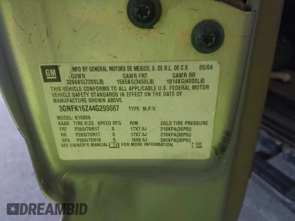 ✅ 2004 Chevrolet Suburban Z71 • VIN: 3GNFK16Z44G293667 • Лот: 42761842. Опубликован ранее на IAAI с пробегом 239 620 миль. Бесплатный доступ к архиву аукционных продаж из США и подробный отчёт об истории автомобиля на DreamBid. Изображение 9.