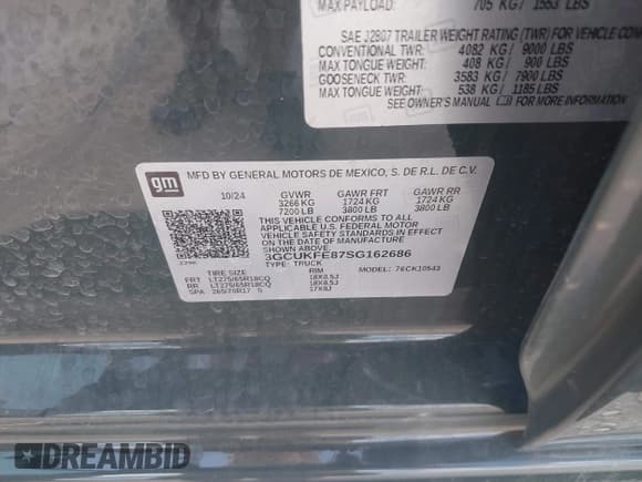 ✅ 2025 Chevrolet Silverado 1500 LT Trail Boss • VIN: 3GCUKFE87SG162686 • Lot: 43103112. Wystawiony na IAAI z przebiegiem 4 269 mil. Bezpłatny archiwum sprzedaży aukcyjnych z USA i szczegółowy raport historii pojazdu na DreamBid. Zdjęcie 9.