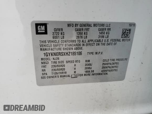 ✅ 2017 Cadillac XT5 Premium Luxury AWD • VIN: 1GYKNERSXHZ185106 • Lot: 57912675. Listed on Copart with 159,657 mi. Free auction sales archive from the USA and detailed vehicle history report at DreamBid. Image 14.