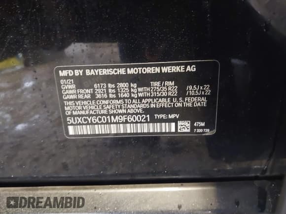 ✅ 2021 BMW X6 xDrive40i • VIN: 5UXCY6C01M9F60021 • Lot: 41972595. Wystawiony na IAAI z przebiegiem 64 064 mil. Bezpłatny archiwum sprzedaży aukcyjnych z USA i szczegółowy raport historii pojazdu na DreamBid. Zdjęcie 9.