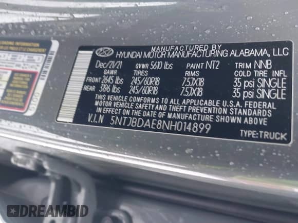 ✅ 2022 Hyundai Santa Cruz SEL • VIN: 5NTJBDAE8NH014899 • Лот: 41505389. Размещён на IAAI с пробегом 45 626 миль миль. Получите бесплатный доступ к архиву аукционных продаж из США и посмотрите подробный отчёт об истории автомобиля на DreamBid. Изображение 9.