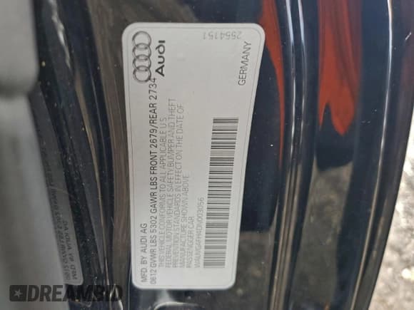 ✅ 2013 Audi S5 Prestige • VIN: WAUVGAFH4DN003056 • Lot: 91615205. Listed on Copart with 132,492 mi. Free auction sales archive from the USA and detailed vehicle history report at DreamBid. Image 12.