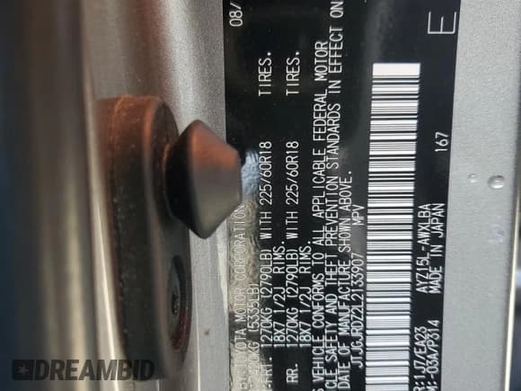 ✅ 2020 Lexus NX 300h • VIN: JTJGJRDZ2L2133907 • Лот: 56560965. Опубликован ранее на Copart с пробегом 34 924 миль. Бесплатный доступ к архиву аукционных продаж из США и подробный отчёт об истории автомобиля на DreamBid. Изображение 13.