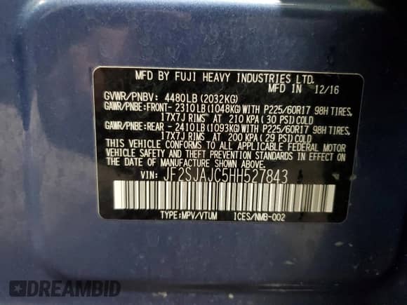 2017 Subaru Forester Limited with VIN JF2SJAJC5HH527843, listed as a Copart auction lot 82440135 with 64,197 mi miles and Salvage title. Bid and sale history available at DreamBid. Image 14.