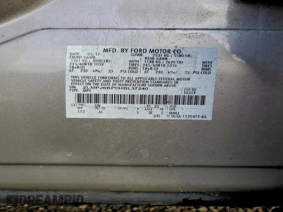 ✅ 2017 Lincoln MKX Select • VIN: 2LMPJ6KP0HBL37240 • Лот: 93457225. Опубликован ранее на Copart с пробегом 34 536 миль. Бесплатный доступ к архиву аукционных продаж из США и подробный отчёт об истории автомобиля на DreamBid. Изображение 14.