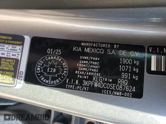 ✅ 2025 Kia K4 GT-Line Turbo • VIN: 3KPFW4DC0SE087624 • Lot: 71480305. Listed on Copart with 9,417 mi. Free auction sales archive from the USA and detailed vehicle history report at DreamBid. Image 13.