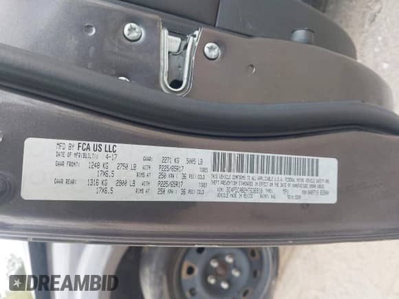 2017 Dodge Journey SE with VIN 3C4PDCAB2HT636910, listed as a IAAI auction lot 43095502 with 173,852 mi miles and . Bid and sale history available at DreamBid. Image 9.