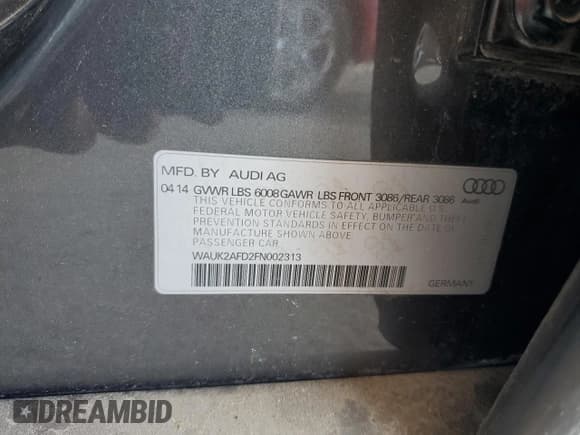 ✅ 2015 Audi S8 • VIN: WAUK2AFD2FN002313 • Lot: 65894555. Listed on Copart with 129,509 mi. Free auction sales archive from the USA and detailed vehicle history report at DreamBid. Image 12.