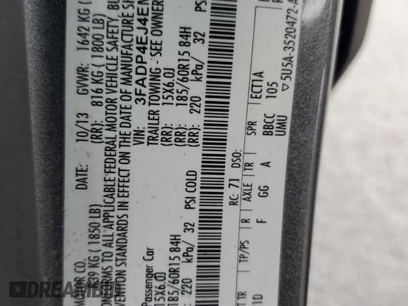 ✅ 2014 Ford Fiesta SE • VIN: 3FADP4EJ4EM166201 • Lot: 80356895. Wystawiony na Copart z przebiegiem 166 831 mil. Bezpłatny archiwum sprzedaży aukcyjnych z USA i szczegółowy raport historii pojazdu na DreamBid. Zdjęcie 12.