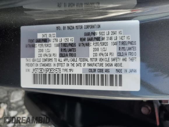 ✅ 2023 Mazda CX-9 Carbon Edition • VIN: JM3TCBDY8P0631578 • Lot: 68360295. Wystawiony na Copart z przebiegiem 36 860 mil. Bezpłatny archiwum sprzedaży aukcyjnych z USA i szczegółowy raport historii pojazdu na DreamBid. Zdjęcie 12.