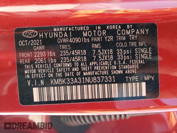 ✅ 2022 Hyundai Kona N Line • VIN: KM8K33A31NU837331 • Лот: 55645494. Опубликован ранее на Copart с пробегом 7 836 миль. Бесплатный доступ к архиву аукционных продаж из США и подробный отчёт об истории автомобиля на DreamBid. Изображение 12.