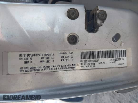 2004 Dodge Neon SXT z VIN 1B3ES56C54D536277, wystawiony jako IAAI lot #42375587 z przebiegiem 194 437 mil mil oraz . Historia ofert i sprzedaży dostępna na DreamBid. Obrazek 8.