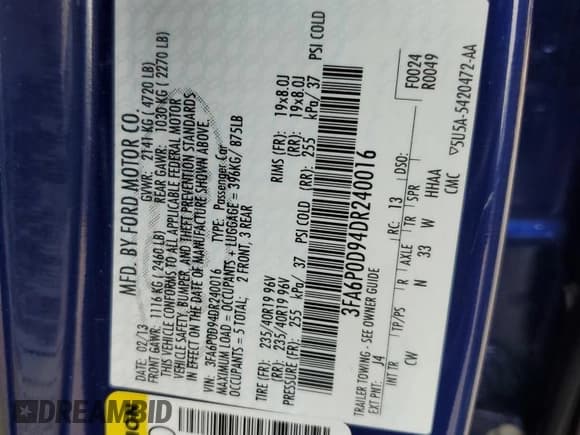 ✅ 2013 Ford Fusion Titanium • VIN: 3FA6P0D94DR240016 • Лот: 85725275. Опубликован ранее на Copart с пробегом 102 606 миль. Бесплатный доступ к архиву аукционных продаж из США и подробный отчёт об истории автомобиля на DreamBid. Изображение 12.