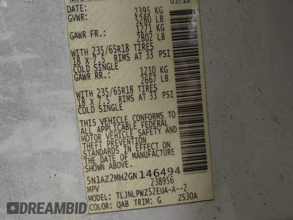 ✅ 2016 Nissan Murano S • VIN: 5N1AZ2MH2GN146494 • Lot: 43548048. Listed on IAAI with 103,694 mi. Free auction sales archive from the USA and detailed vehicle history report at DreamBid. Image 9.