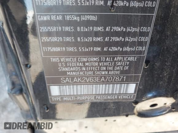 ✅ 2014 Land Rover LR4 Lux • VIN: SALAK2V63EA707871 • Lot: 41924496. Listed on IAAI with 107,347 mi. Free auction sales archive from the USA and detailed vehicle history report at DreamBid. Image 9.