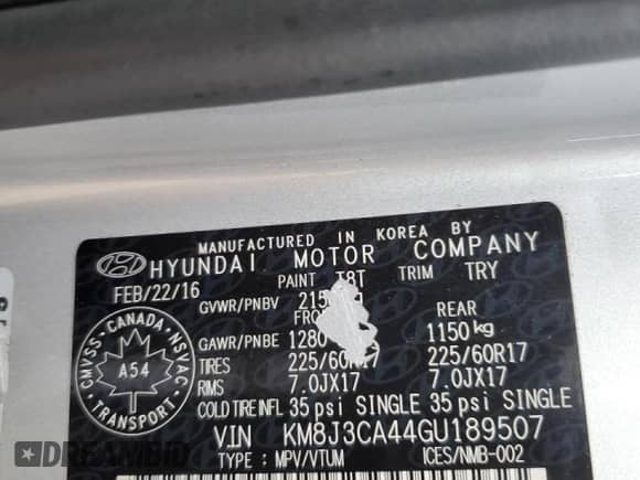 2016 Hyundai Tucson SE z VIN KM8J3CA44GU189507, wystawiony jako Copart lot #82620485 z przebiegiem 191 504 mil mil oraz Czysty tytuł • Clean title. Historia ofert i sprzedaży dostępna na DreamBid. Obrazek 13.