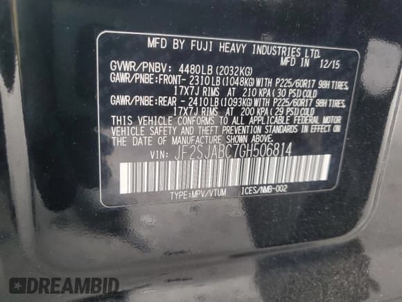 ✅ 2016 Subaru Forester 2.5i • VIN: JF2SJABC7GH506814 • Lot: 91433055. Listed on Copart with 154,431 mi. Free auction sales archive from the USA and detailed vehicle history report at DreamBid. Image 13.