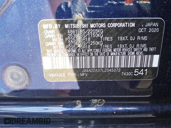 ✅ 2020 Mitsubishi Outlander ES • VIN: JA4AD2A37LZ045072 • Лот: 84819765. Опубликован ранее на Copart с пробегом 54 628 миль. Бесплатный доступ к архиву аукционных продаж из США и подробный отчёт об истории автомобиля на DreamBid. Изображение 14.