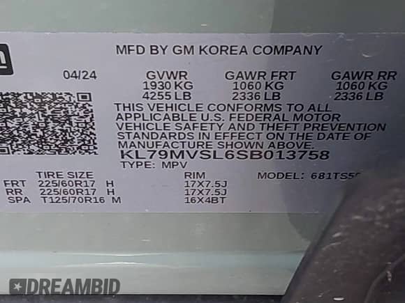 2025 Chevrolet TrailBlazer ACTIV с VIN KL79MVSL6SB013758, выставлен на аукционе IAAI как лот 41750876 с пробегом 4 762 миль миль и . История ставок и продаж доступна на DreamBid. Изображение 9.