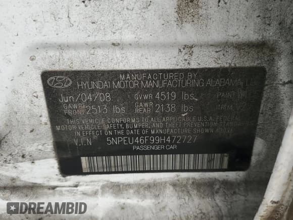 ✅ 2009 Hyundai Sonata SE • VIN: 5NPEU46F99H472727 • Лот: 84835605. Опубликован ранее на Copart с пробегом 118 826 миль. Бесплатный доступ к архиву аукционных продаж из США и подробный отчёт об истории автомобиля на DreamBid. Изображение 12.