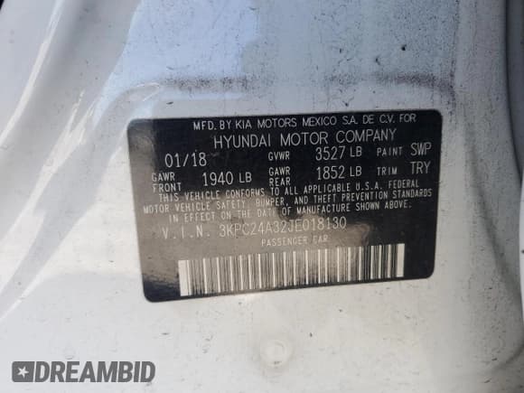 ✅ 2018 Hyundai Accent SE • VIN: 3KPC24A32JE018130 • Лот: 45458985. Опубликован ранее на Copart с пробегом 122 216 миль. Бесплатный доступ к архиву аукционных продаж из США и подробный отчёт об истории автомобиля на DreamBid. Изображение 15.