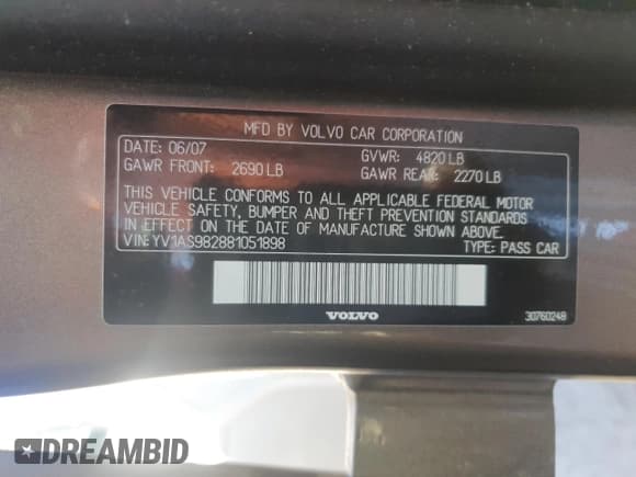 ✅ 2008 Volvo S80 3.2L • VIN: YV1AS982881051898 • Лот: 87209935. Опубликован ранее на Copart с пробегом 204 457 миль. Бесплатный доступ к архиву аукционных продаж из США и подробный отчёт об истории автомобиля на DreamBid. Изображение 12.