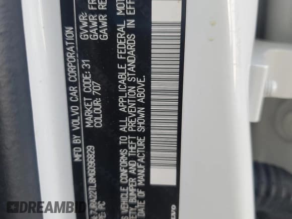 ✅ 2021 Volvo S60 Inscription • VIN: 7JRA22TL8MG096829 • Lot: 81316364. Listed on Copart with 40,169 mi. Free auction sales archive from the USA and detailed vehicle history report at DreamBid. Image 12.