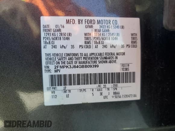 ✅ 2016 Ford Edge SEL • VIN: 2FMPK3J84GBB09399 • Лот: 84862535. Опубликован ранее на Copart с пробегом 132 556 миль. Бесплатный доступ к архиву аукционных продаж из США и подробный отчёт об истории автомобиля на DreamBid. Изображение 13.