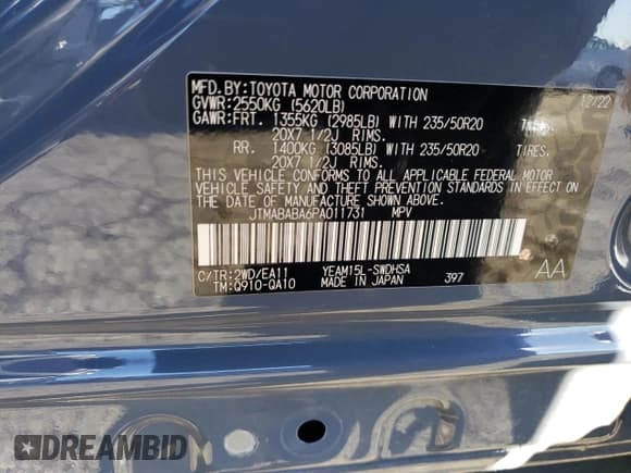 ✅ 2023 Subaru Solterra Premium • VIN: JTMABABA6PA011731 • Lot: 40254754. Listed on Copart with 5,909 mi. Free auction sales archive from the USA and detailed vehicle history report at DreamBid. Image 12.