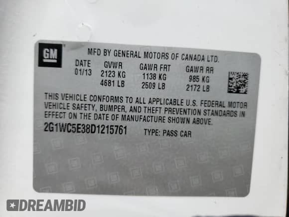 ✅ 2013 Chevrolet Impala LTZ • VIN: 2G1WC5E38D1215761 • Lot: 90534035. Listed on Copart with 205,467 mi. Free auction sales archive from the USA and detailed vehicle history report at DreamBid. Image 13.