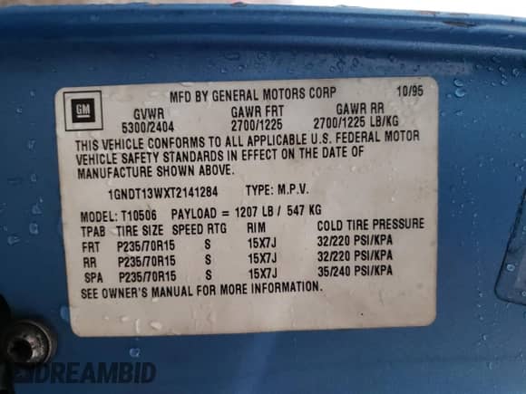 1996 Chevrolet Blazer with VIN 1GNDT13WXT2141284, listed as a Copart auction lot 73457194 with 207,648 mi miles and Salvage title. Bid and sale history available at DreamBid. Image 16.