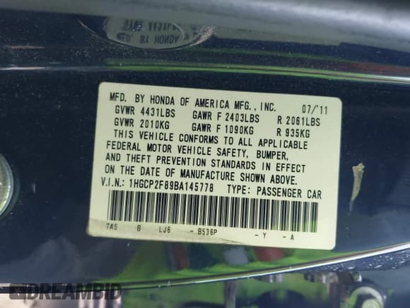 ✅ 2011 Honda Accord EX-L • VIN: 1HGCP2F89BA145778 • Lot: 43594157. Wystawiony na IAAI z przebiegiem 147 457 mil. Bezpłatny archiwum sprzedaży aukcyjnych z USA i szczegółowy raport historii pojazdu na DreamBid. Zdjęcie 9.