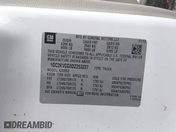 ✅ 2013 Chevrolet Silverado 2500HD Work Truck • VIN: 1GC2KVCG8DZ253237 • Lot: 41149947. Wystawiony na IAAI z przebiegiem 326 965 mil. Bezpłatny archiwum sprzedaży aukcyjnych z USA i szczegółowy raport historii pojazdu na DreamBid. Zdjęcie 9.