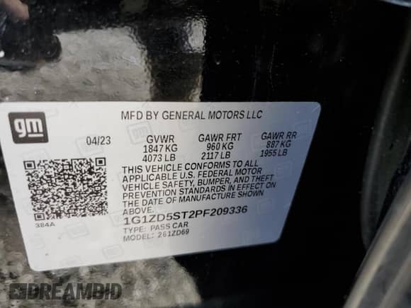 2023 Chevrolet Malibu LT z VIN 1G1ZD5ST2PF209336, wystawiony jako Copart lot #70748445 z przebiegiem 49 448 mil mil oraz Czysty tytuł • Clean title. Historia ofert i sprzedaży dostępna na DreamBid. Obrazek 12.