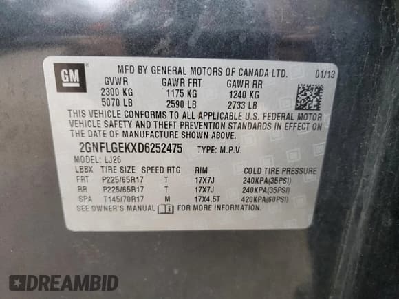 ✅ 2013 Chevrolet Equinox LTZ • VIN: 2GNFLGEKXD6252475 • Лот: 72627744. Опубликован ранее на Copart с пробегом 148 322 миль. Бесплатный доступ к архиву аукционных продаж из США и подробный отчёт об истории автомобиля на DreamBid. Изображение 13.