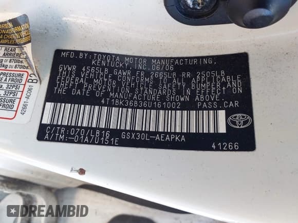 ✅ 2006 Toyota Avalon XLS • VIN: 4T1BK36B36U161002 • Lot: 43544980. Wystawiony na IAAI z przebiegiem 182 837 mil. Bezpłatny archiwum sprzedaży aukcyjnych z USA i szczegółowy raport historii pojazdu na DreamBid. Zdjęcie 9.