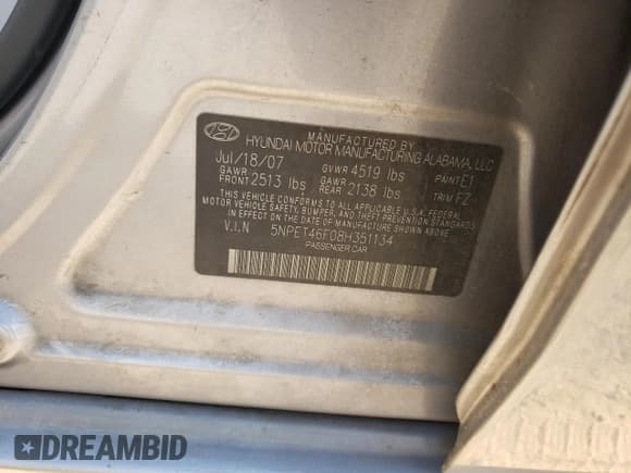 ✅ 2008 Hyundai Sonata GLS • VIN: 5NPET46F08H351134 • Лот: 65744174. Опубликован ранее на Copart с пробегом 148 776 миль. Бесплатный доступ к архиву аукционных продаж из США и подробный отчёт об истории автомобиля на DreamBid. Изображение 12.