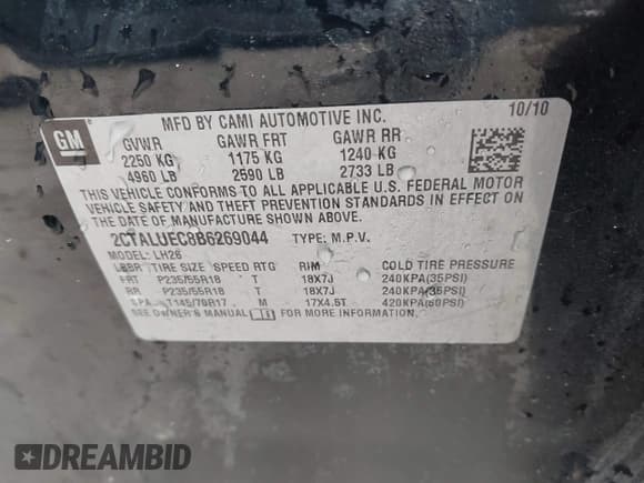 ✅ 2011 GMC Terrain SLT-1 • VIN: 2CTALUEC8B6269044 • Lot: 43112748. Wystawiony na IAAI z przebiegiem 148 775 mil. Bezpłatny archiwum sprzedaży aukcyjnych z USA i szczegółowy raport historii pojazdu na DreamBid. Zdjęcie 9.