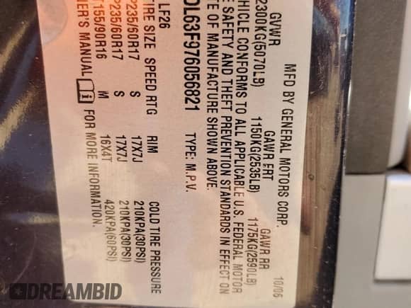 2007 Chevrolet Equinox LT с VIN 2CNDL63F976056821, выставлен на аукционе Copart как лот 81223954 с пробегом 268 575 миль миль и Чистый • Clean title. История ставок и продаж доступна на DreamBid. Изображение 13.