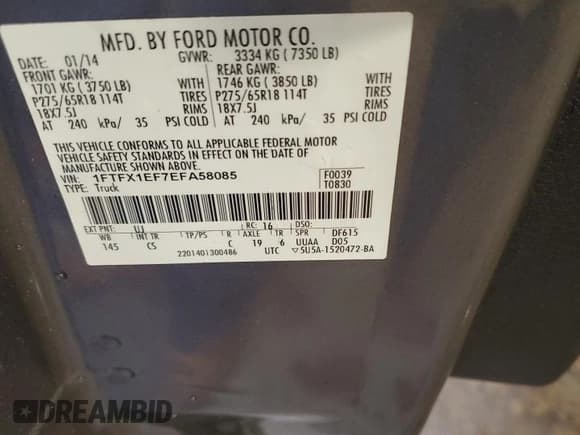 ✅ 2014 Ford F-150 XL • VIN: 1FTFX1EF7EFA58085 • Лот: 92472565. Опубликован ранее на Copart с пробегом 115 640 миль. Бесплатный доступ к архиву аукционных продаж из США и подробный отчёт об истории автомобиля на DreamBid. Изображение 13.