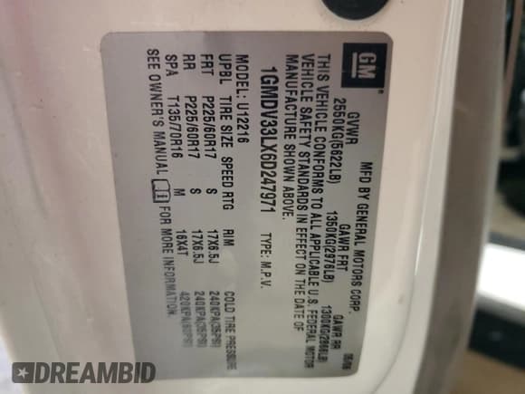 ✅ 2006 Pontiac Montana • VIN: 1GMDV33LX6D247971 • Lot: 88885165. Wystawiony na Copart z przebiegiem 189 783 mil. Bezpłatny archiwum sprzedaży aukcyjnych z USA i szczegółowy raport historii pojazdu na DreamBid. Zdjęcie 13.