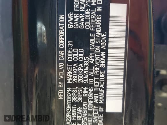 ✅ 2017 Volvo XC90 Momentum • VIN: YV4A22PK9H1136714 • Lot: 48741115. Listed on Copart with Not provided. Free auction sales archive from the USA and detailed vehicle history report at DreamBid. Image 14.